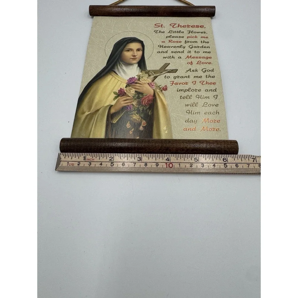 Vintage St. Therese Wood And Csrdstock Wall‎ Hanging